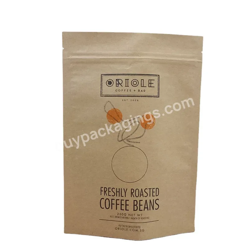Custom Logo Resealable Packing Stand Up Pouch Kraft Paper Bag Coffee Bean Bags With Valve And Zipper - Buy Kraft Paper Stand Up Pouch Bag,Stand Up Coffee Bean Pouch,Stand Up Resealable Pouch.