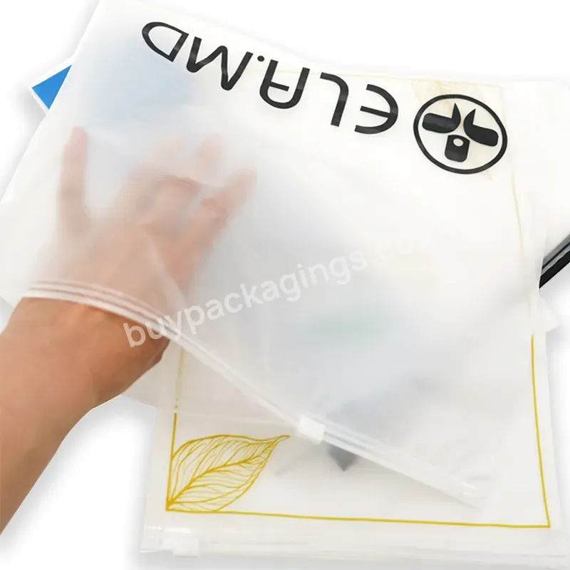 Custom Logo Slide Clear Frosted Reusable Packaging Plastic T Shirt Poly Zip Lock Bag With Zipper For Clothing - Buy Plastic Bag With Zipper For Clothing,Custom Logo Printed Reusable Packaging Plastic Frosted Zip Lock Zipper Pouch Ziplock Bag Storage