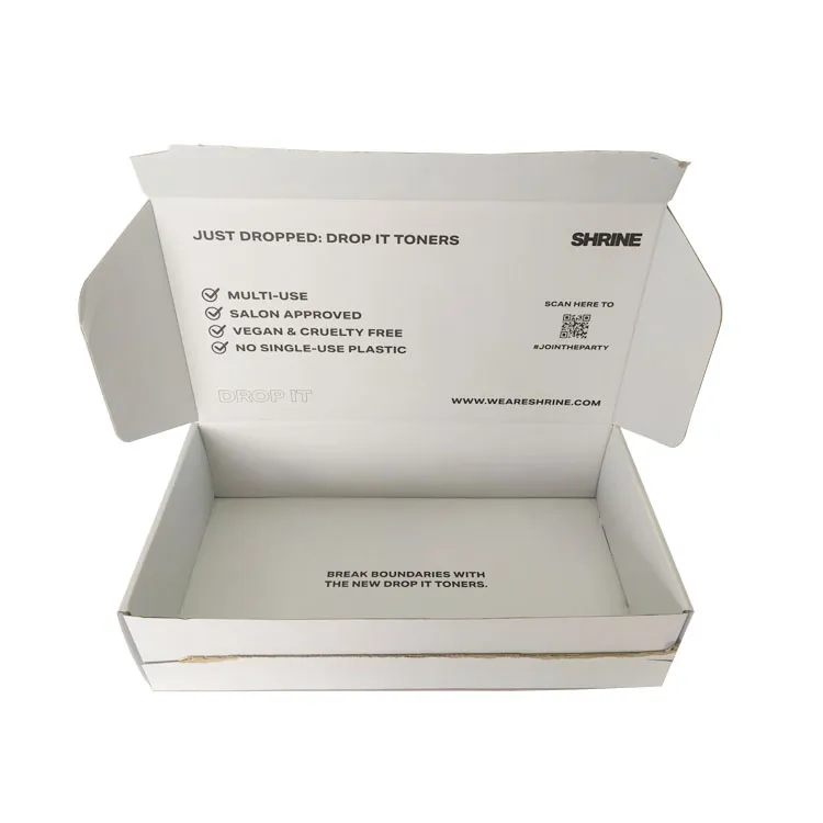 custom logo white small zipper side skincare packaging shipping boxes for shipping