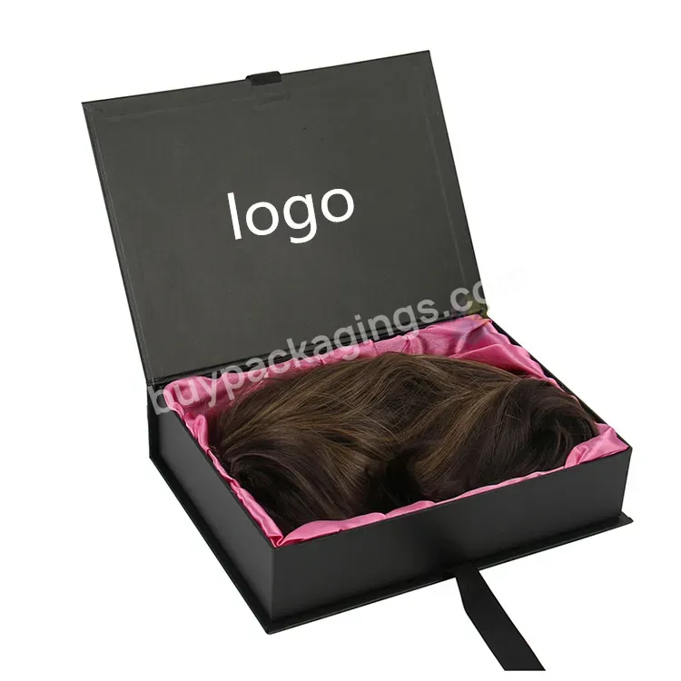 Custom Logo Wig Hair Extension Magnetic Closure Gift Box Packaging With Ribbon - Buy Magnetic Hair Boxes,Custom Hair Extension Packaging,Custom Logo Hair Packaging.