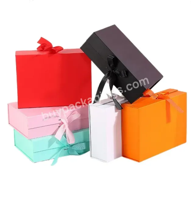 Custom Luxury Cardboard Paper Boxes With Ribbon Closures Book Shaped Foldable Packaging Paper Gift Box With Magnetic Lid - Buy Luxury Magnetic Gift Paper Box,Board Magnet Luxury Magnetic Paper Small Black Cardboard Packaging Ribbon With Closure Flat