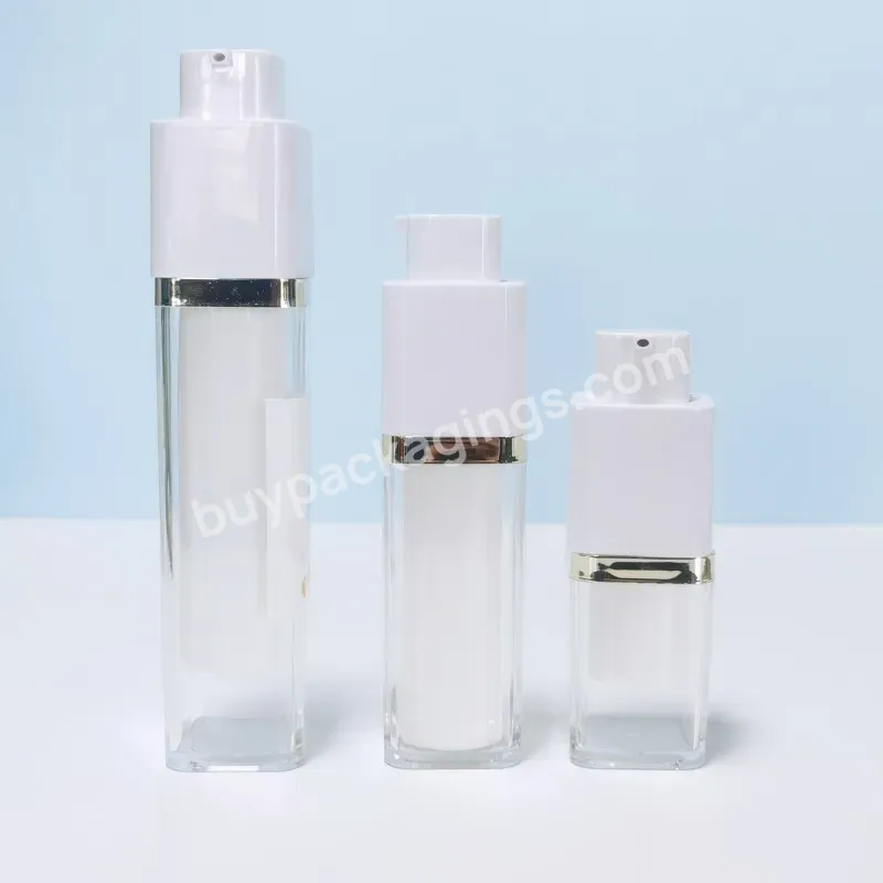 Custom Luxury Cosmetic Airless Pump Rotate Twisted Up Square Round Bottles Container Refillable 15ml 30ml 50ml White Bottle - Buy Plastic Lotion Bottle,Airless Pump Bottle,Square Pump Bottle.