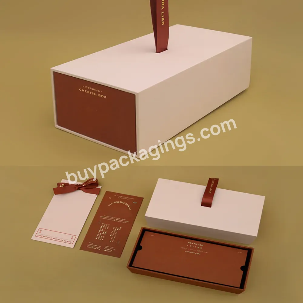 Custom Luxury Packaging Cardboard Drawer Box Unique Jewelry Bridesmaid Gift Box With Ribbon Pull Handle For Wedding - Buy Custom Logo Print Paper Gift Box,Luxury Jewelry Pill Box,Folding Gift Box With Ribbon.