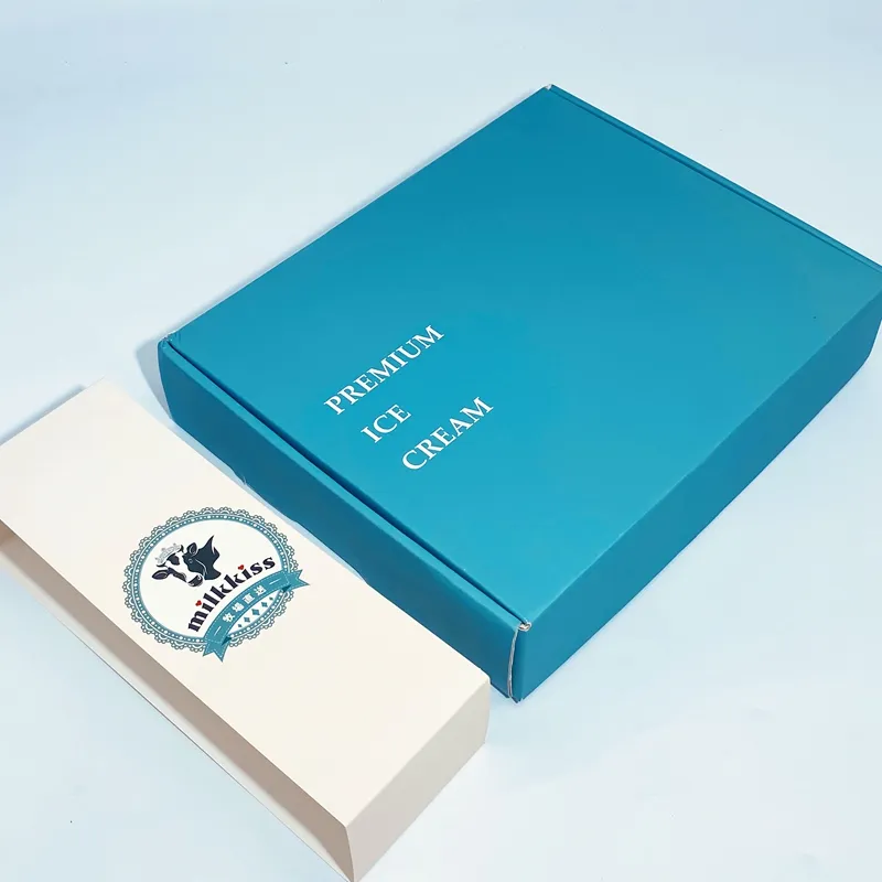Custom Mailer Box With Paper Card, Tissue Paper and Sticker, Cosmetic Ice cream Shipping Boxes Packaging Paper Logo Small Mailin