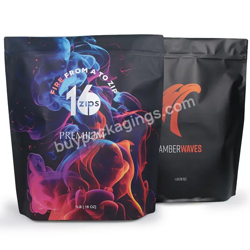 Custom Mylar Bags 1lb Ziplock Pouches 16 Oz Chid Proof Ziplock Matte Black Resrelable Full Color Print Stand Up Pouch - Buy Custom1lb Mylar Bags,Custom Printing Matte Recycled Bag Child Resistant Zipper Mylar Bags Plastic Packaging Food Bag With Roun