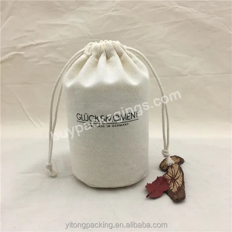 Custom Natural Round Bottom Linen String Bags For Candle Gift Dust Packaging