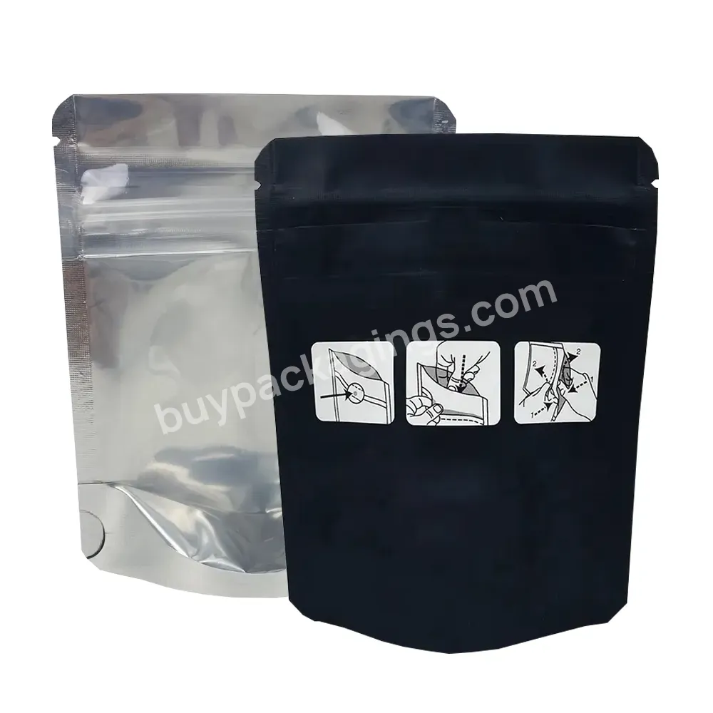 Custom Odor Child Proof Zipper 8th 4x6 Black Mylar Bags With Clear Transparent Window 1/8 Oz Mylar Bags Design - Buy 1/8 Oz Mylar Bags,Mylar Bags With Transparent Window,4x6 Mylar Bags.