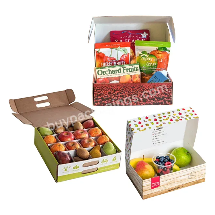 Custom Packaging Food Containers Carton Mango Cardboard Box With Handles Compartments For Small Fresh Fruit Snack Shippingbox - Buy Fresh Fruit Packing Box,Corrugated Brown Fruit Boxes,Custom Fruit Packaging Carton Box.