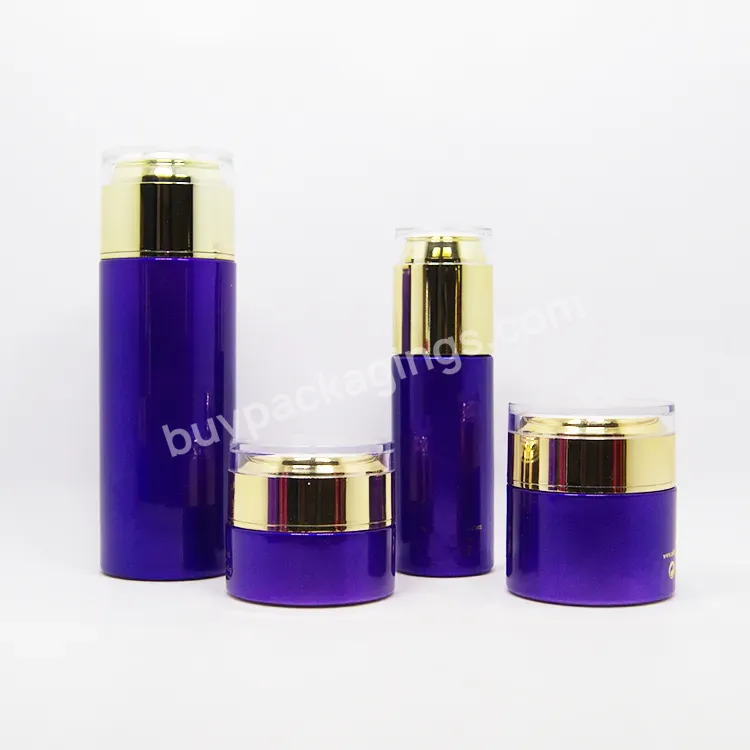 Custom Paint Purple Color Empty 50ml 100ml Acrylic Cap Lotion Glass Cosmetic Packaging Bottle For Emballage Cosmetique