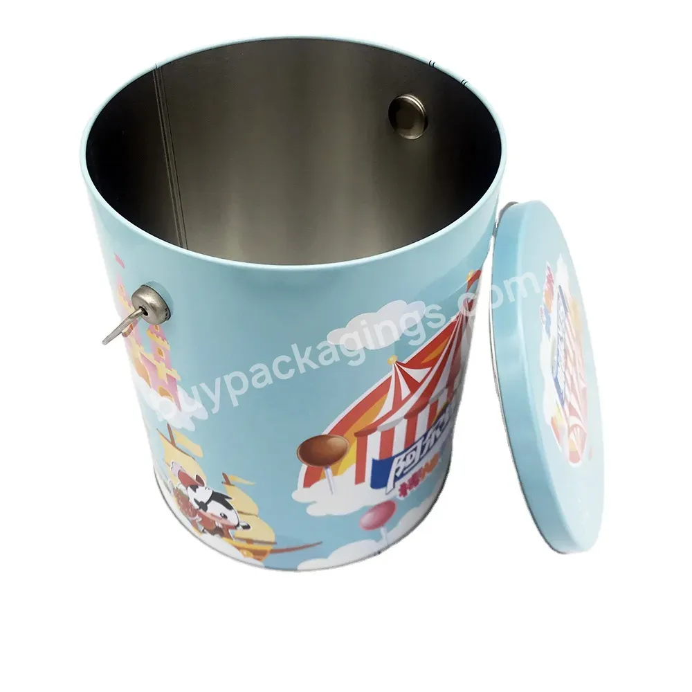 Custom Painting Round Popcorn Tin Bucket With Handle - Buy Popcorn Tin Bucket,Metal Popcorn Tin Bucket,Popcorn Tins.