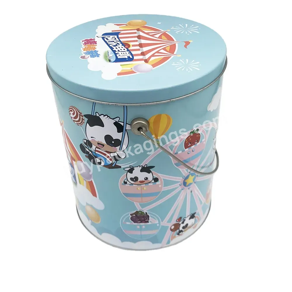 Custom Painting Round Popcorn Tin Bucket With Handle - Buy Popcorn Tin Bucket,Metal Popcorn Tin Bucket,Popcorn Tins.