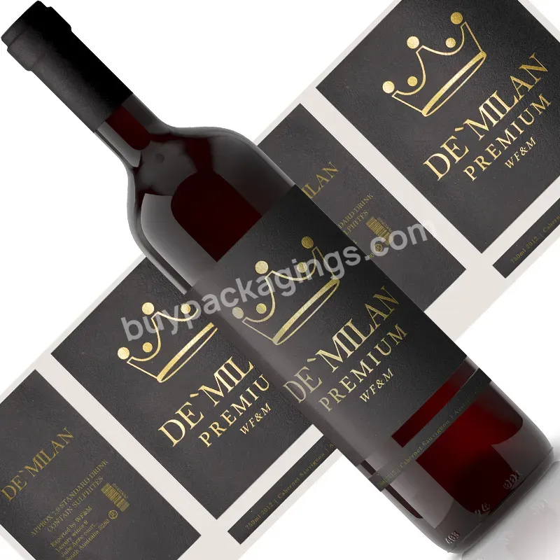Custom Personalized Adhesive Waterproof Gold Foil Stamping Logo Luxury Red Wine Label Sticker For Wisky
