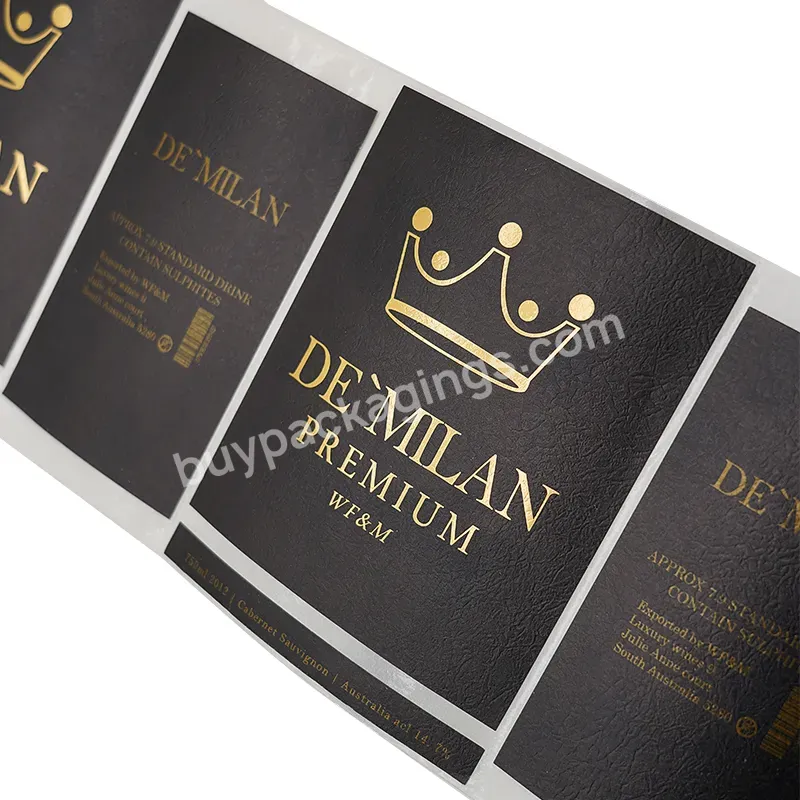 Custom Personalized Adhesive Waterproof Gold Foil Stamping Logo Luxury Red Wine Label Sticker For Wisky