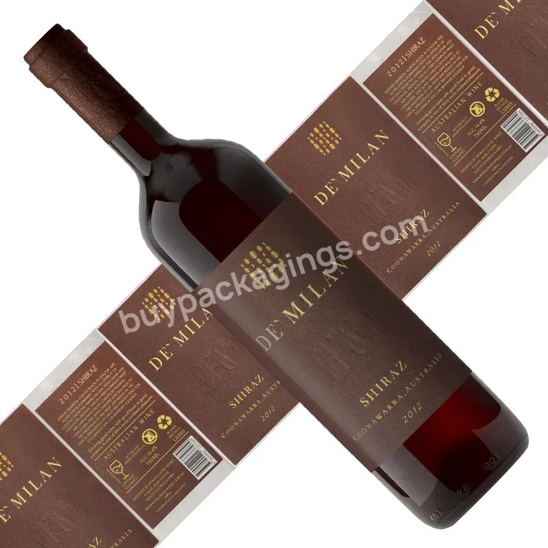 Custom Personalized Design Brand Logo Printed Adhesive Waterproof Gold Foil Embossed Luxury Wine Packaging Label Stickers Roll - Buy Custom Textured Paper Self Adhesive Vinyl Wine Label Sticker For Whisky,Water Proof Bottle Sticker,Foil Stamping Pers