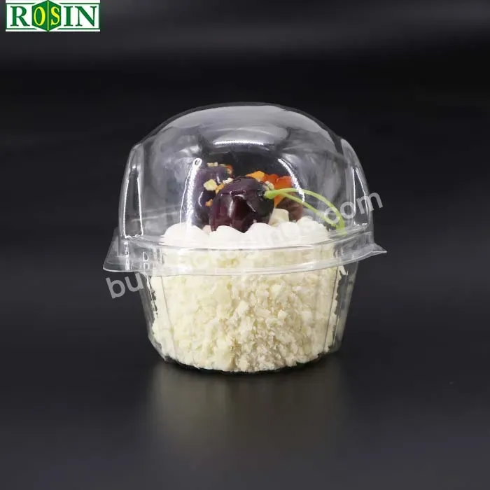 Custom Pet To Go Blister Clamshell Container Cupcake Disposable Cake Slice Dessert Cup With Lid