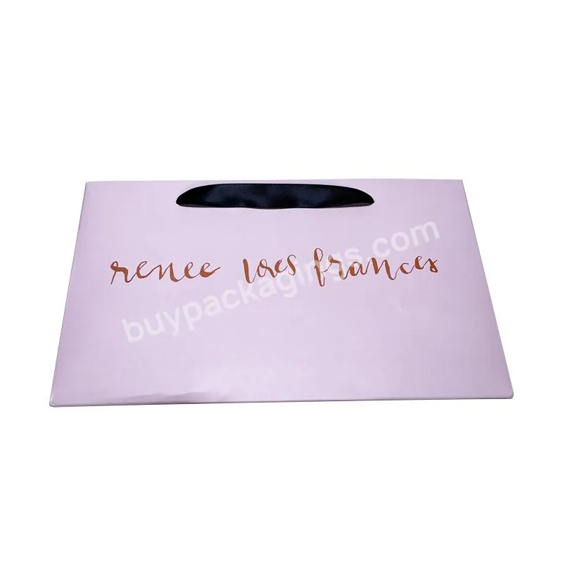 Custom Pink Coated Paper Bag with Ribbon Handle
