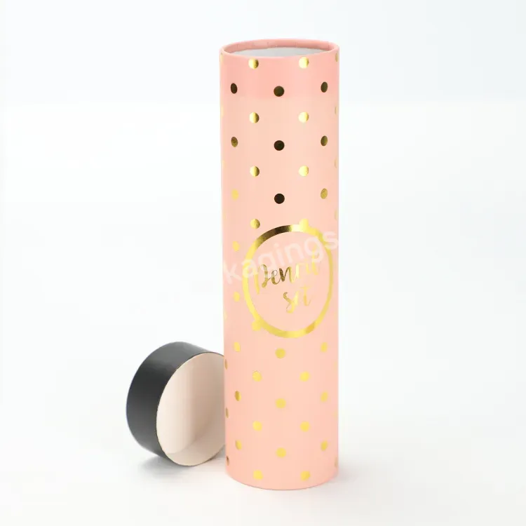 Custom Pink Cylinder Paper Loose Powder Box Golden Dots Printing Round Tall Gift Box For Wigs Packaging - Buy Pink Cylinder Paper Box,Round Tall Gift Box,Wigs Packaging Box Custom.