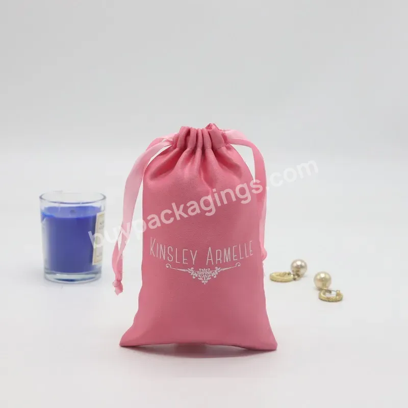 Custom Pink Jewelry Storage Gift Dust Bag With Logo Thick Satin Fabric Draw String Packing Pouch For Jewelry - Buy Jewelry Pouch With Logo,Pink Pouch Jewelry,Jewelry Bag Satin.