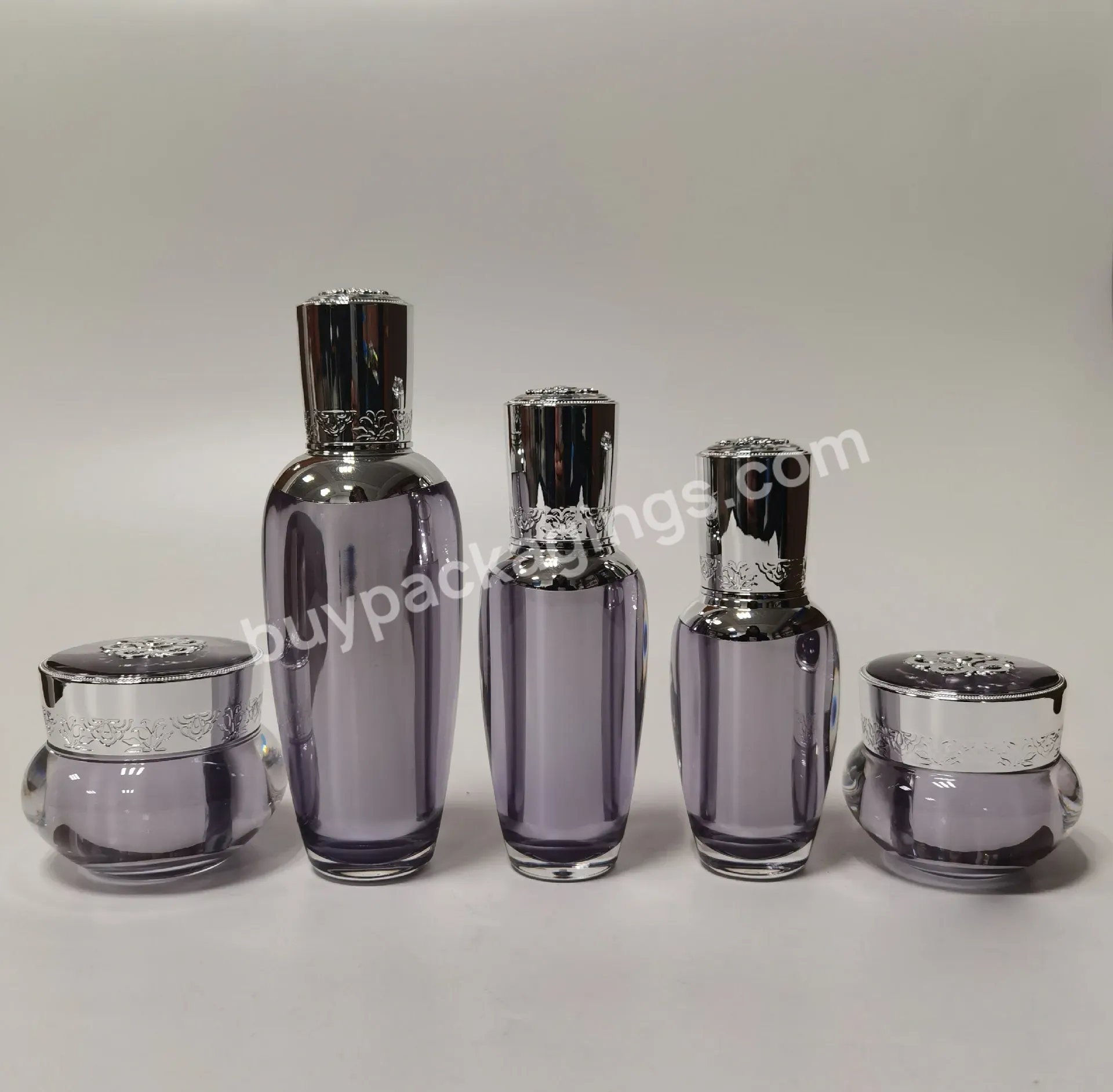 Custom Plastic Cosmetic Packaging Purple 30ml 50ml 100ml Frosted Acrylic Foundation Pump Bottles With Lotion Pump - Buy Acrylic Cosmetic Bottle,Acrylic Jar For Cosmetics,Acrylic Bottles With Lotion Pump.
