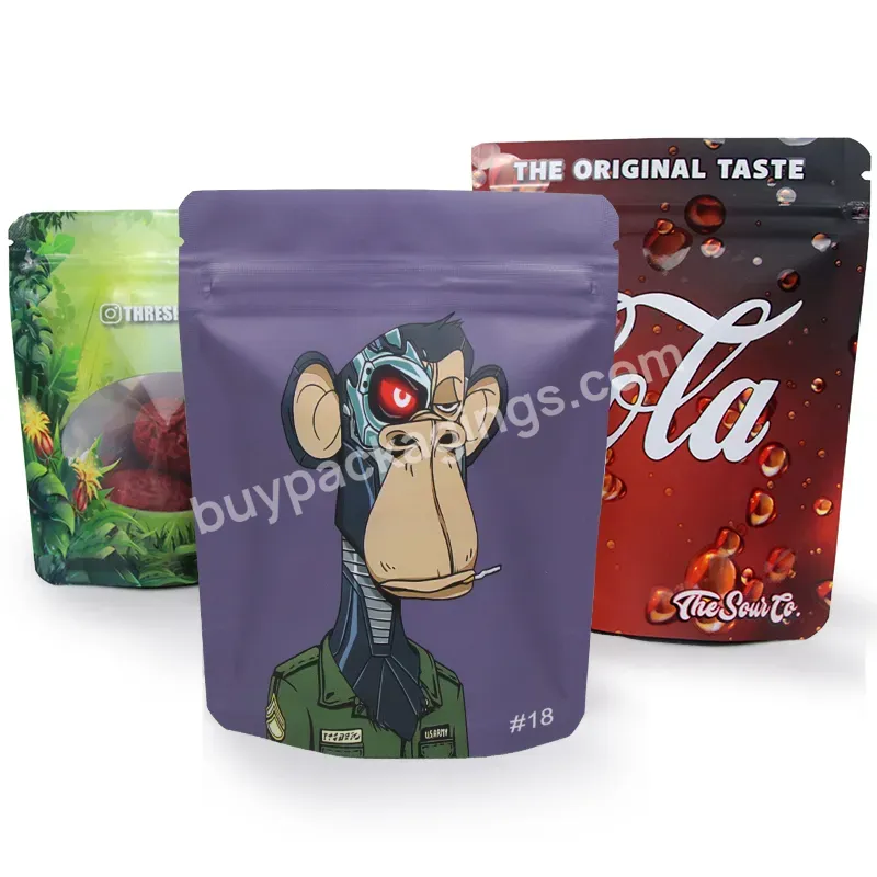 Custom Print 35 Mylar Bags Uv Matte Bag Child Proof Ziplock Pouch Stand Up Food Bags With Window - Buy Custom 3.5 Mylar Bag With Clear Window,Custom Print Matte Recycled Bag Child Resistant Zipper Mylar Bags Plastic Packaging Food Bag With Round Clea