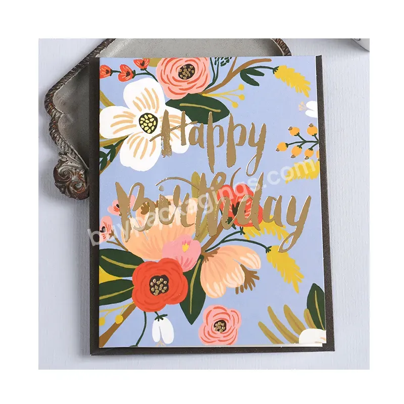 Custom Print Happy Birthday Greeting Card,Logo Design Print Gold Foil Thank You Paper Cards - Buy Greeting Cards,Paper Card Printing,Happy Birthday Card.