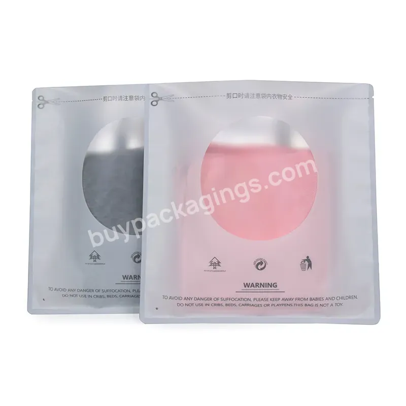 Custom Print Heat Sealed Plastic Bags Frosted Round Window Front Underwear T-shirts Packaging Bags Heat Sealed Clothing Plastic - Buy Heat Seal Frosted T-shirts Packaging Bags,Custom Logo Matte White Heat Sealed Bags For Clothes Garment T-shirts Heat