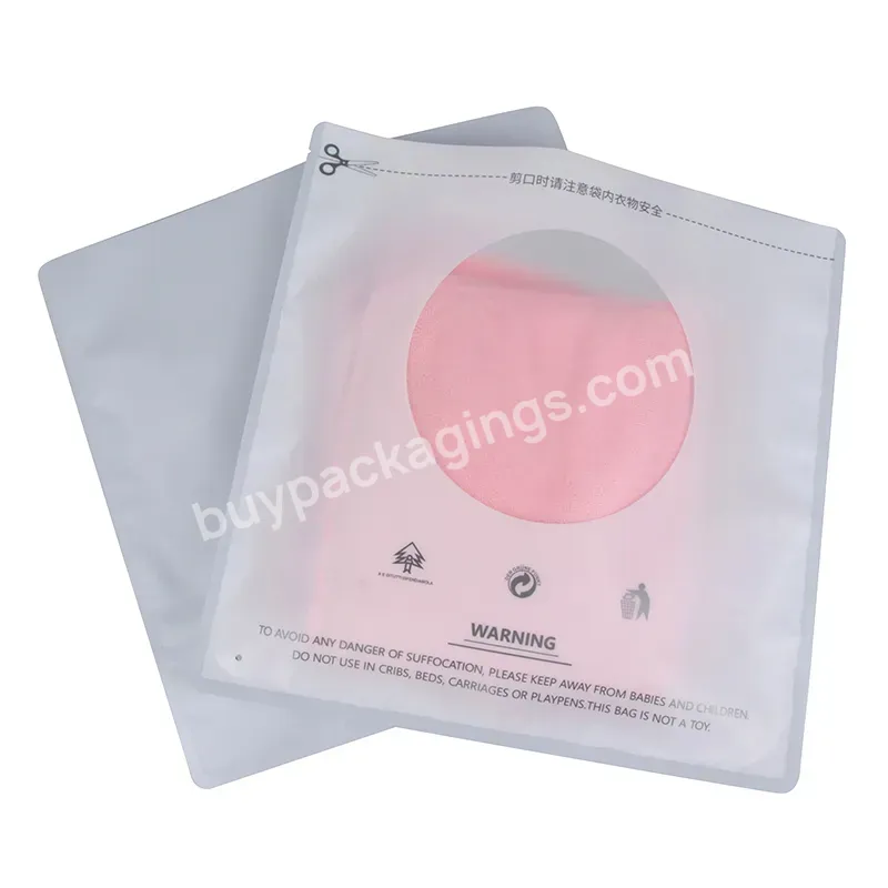 Custom Print Heat Sealed Plastic Bags Frosted Round Window Front Underwear T-shirts Packaging Bags Heat Sealed Clothing Plastic - Buy Heat Seal Frosted T-shirts Packaging Bags,Custom Logo Matte White Heat Sealed Bags For Clothes Garment T-shirts Heat