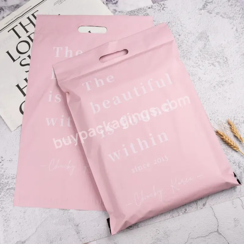 Custom Print Logo Pink Mailepoly Plastic Mail Shipping Pouch Packaging Postal Bag Oem Postage Courier Bag With Handle - Buy Oem Postage Courier Bag,Plastic Courier Bag With Handle,Mailepoly Plastic Mail Shipping Bag.