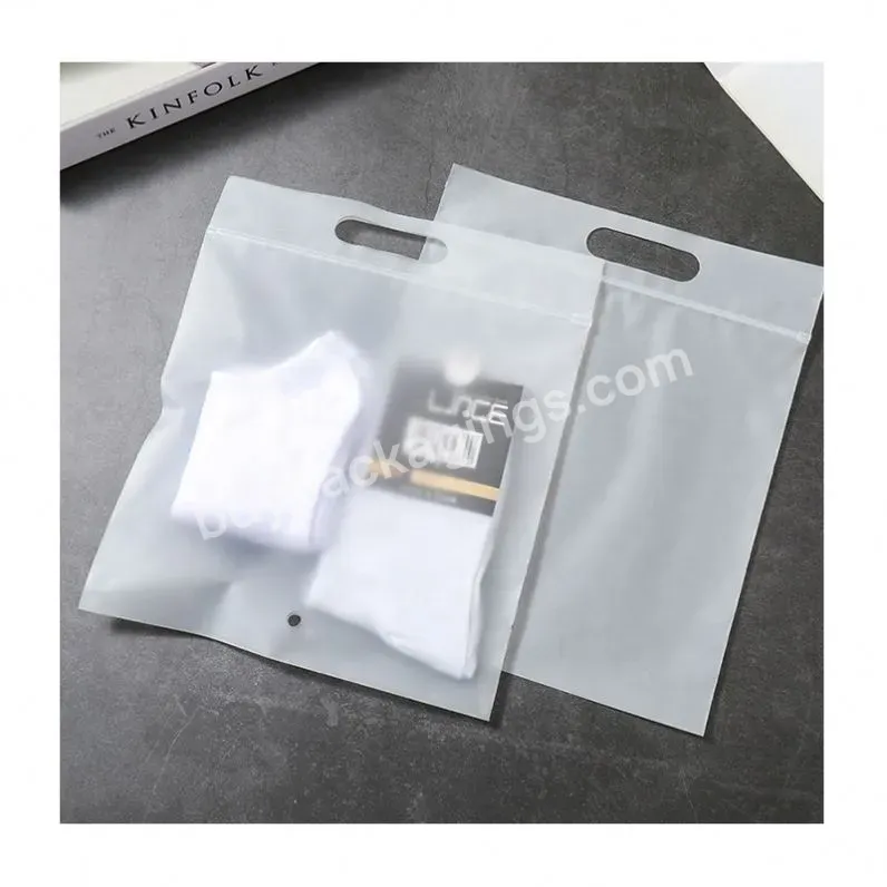 Custom Print Logo Portable Tote Hole Frosted Plastic Bags With Clear Window Children Clothing Slipper Shoes Matte Packaging - Buy Shoes Zip Lock Packaging Bags,Custom Print Logo Eco Friendly Ziplock Clear Garment Black Packaging Bag With Zipper Cloth
