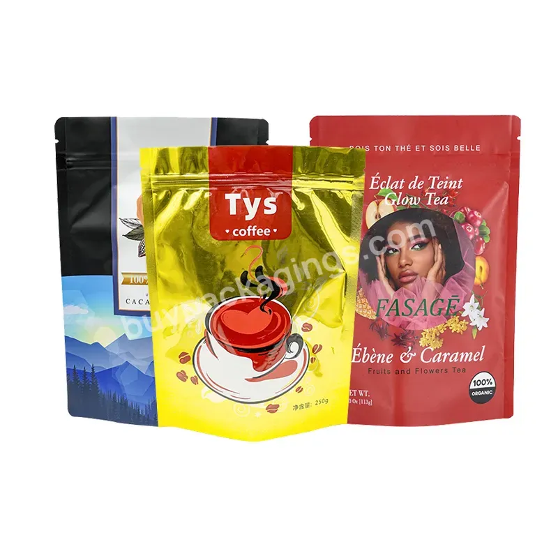 Custom Printed 250g 500g Food Grade Stand Up Good Self Sealing Pouches Aluminium Foil Pack Tea Coffee Packaging Bag With Zipper - Buy Tea Packing Coffee Pouch Bag,Aluminium Foil Pouch Bags With Zipper,Good Self Sealing Pouches.