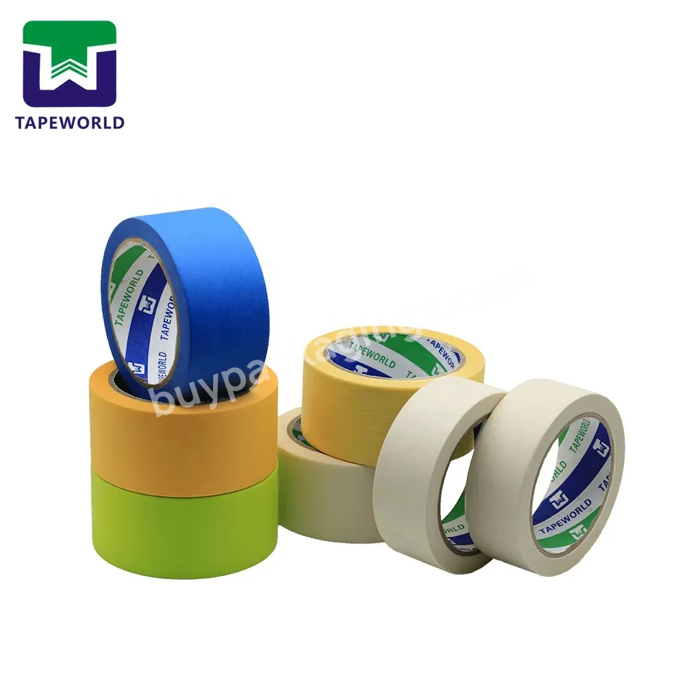 Custom Printed 48mm Colored Automotive Blue Masking Paper Adhesive Tape 2 Inch For Car Painting Jumbo Rolls - Buy High Temperature Resistant No Residue Crepe 150 Degree Auto Painting Car Automotive Masking Tape,Wholesale Price Blue Painters Masking T