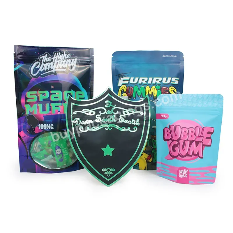 Custom Printed Bag 3.5g Mylar Pouches Uv Spot Special Shaped Jelly Gum Package Clear Window Die Cut Mylar Bag With Printed Logo - Buy Special Shaped Ziplock Bag,Custom Printed Die Cut Mylar Ziplock Cute Bags Snacks Bags Smell Proof Plastic Food Packa