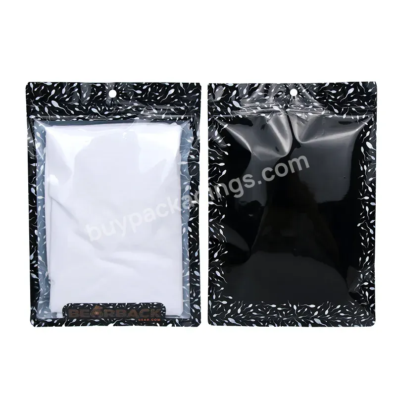 Custom Printed Clear Plastic Packaging Bags One Side Transparent Zipper Bags Glossy Black Beige Packing Bags - Buy Custom Clear Ziplock Bags For Towels Packaging,Custom Printed Zipper Bags Recycled Matte Plastic Bags Pink Ziplock Packing Bag For Unde