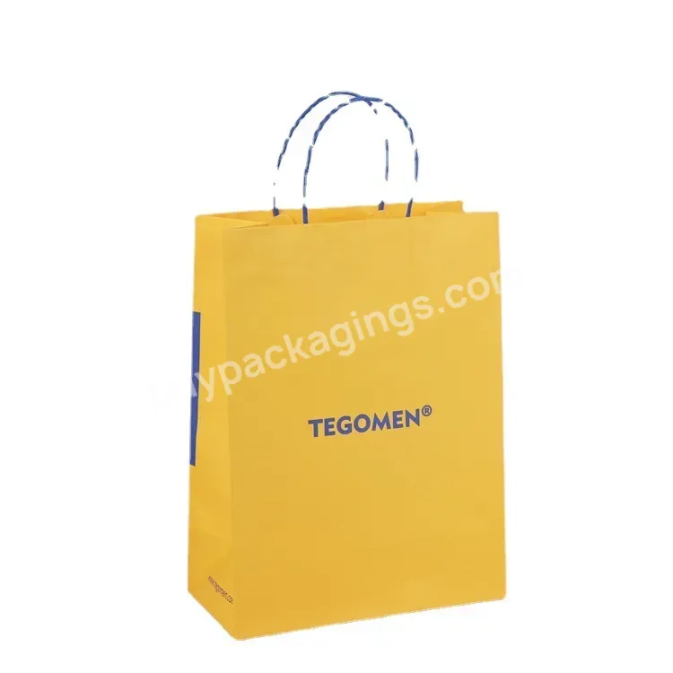 Custom Printed Clothes Food Grocery Shopping Gift Handle Kraft Paper Bag With Logo