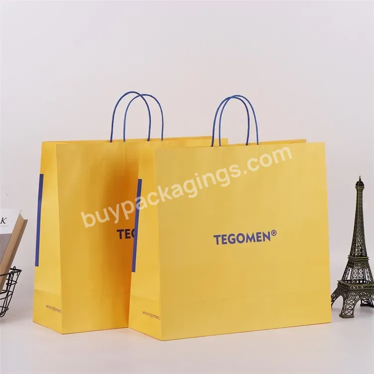 Custom Printed Clothes Food Grocery Shopping Gift Handle Kraft Paper Bag With Logo