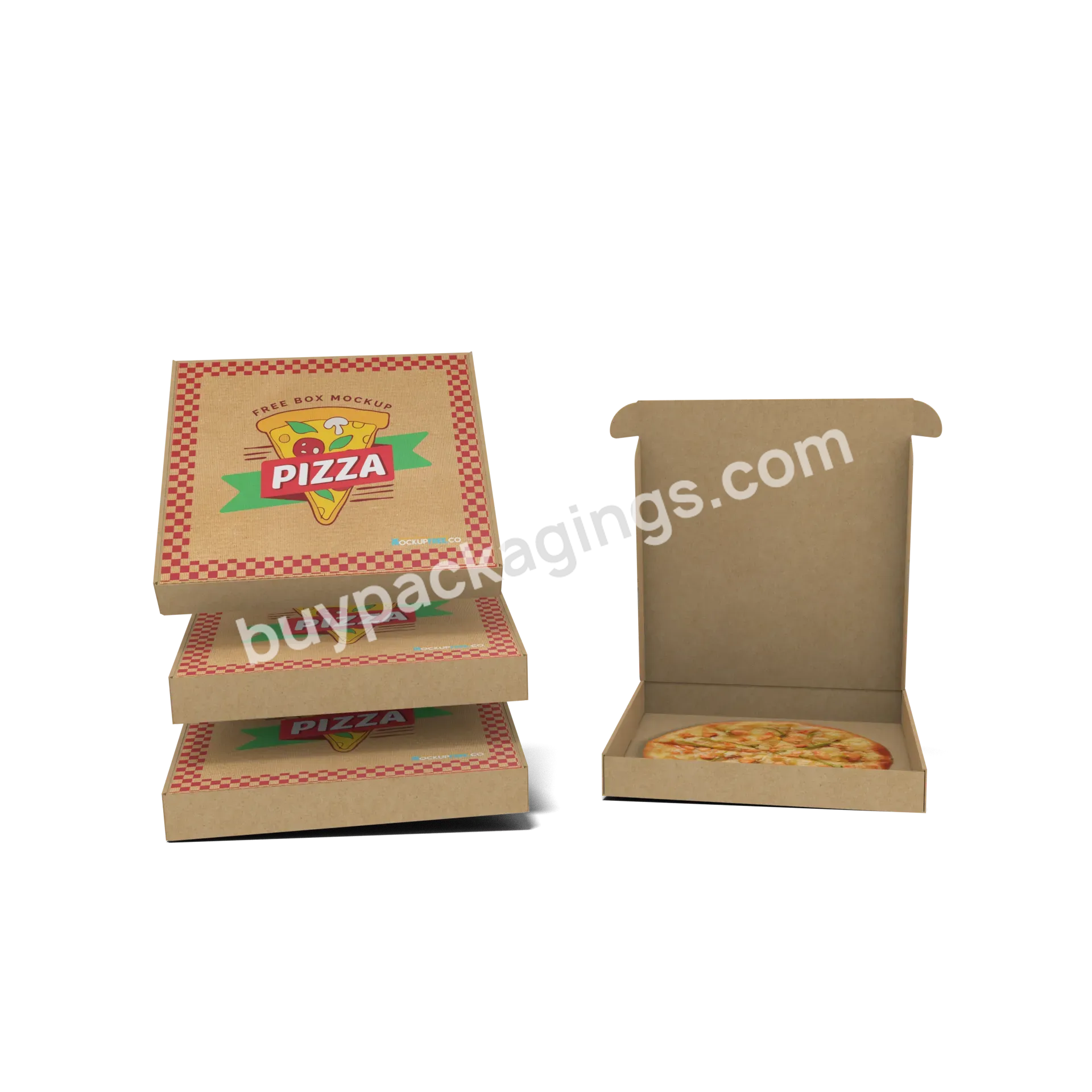 Custom Printed Disposable Fast Food Packaging Box Eco Friendly Compostable Kraft Paper Pizza Box - Buy Kraft Paper Pizza Box,Disposable Fast Food Box,Food Packa.
