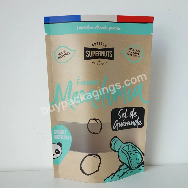 Custom Printed Dried Fruit Kraft Paper Packing Bag Stand Up Mylar Food Bags With Window Zipper - Buy Kraft Zipper Bag,Zipper Bag Food,Paper Packing Bag.