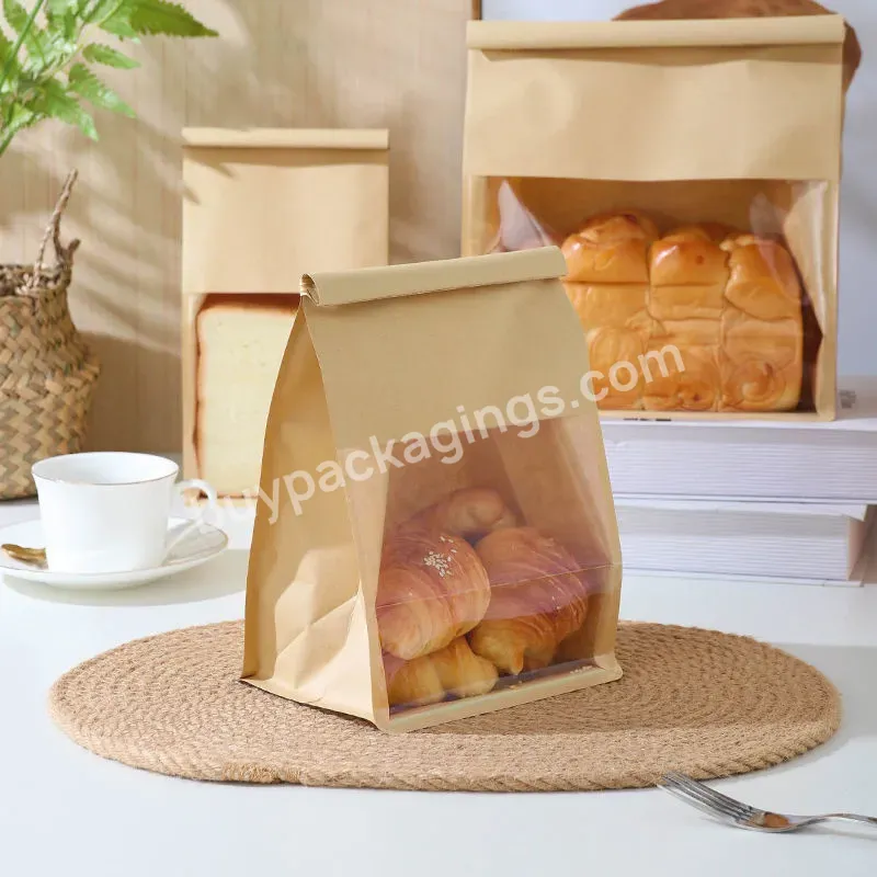Custom Printed Eco Friendly White Bakery Food Baguette Loaf Cookies Packing Kraft Sandwich Bread Packaging Paper Bag With Window - Buy Bread Bag,Bread Paper Bag,Bread Packaging Bag.
