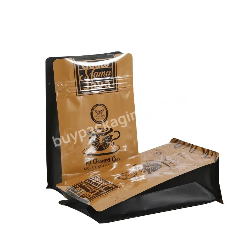 Custom Printed Eight Side Seal Paper Coffee Bean Packaging Bag Stand Up Zip Lock Pouch Coffee Bag - Buy Custom Printed Coffee Beans Packaging Bags,Eight Side Sealed Flat Bottom Coffee Bag,Eight Side Seal Coffee Bean Packaging Bag.