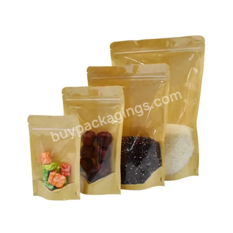 Custom Printed Food Packaging Bag Ziplock Kraft Paper Stand Up Pouch With Zipper And Window - Buy Brown Kraft Paper Bags,Kraft Paper 200 Gr,Food Paper Bag Jakarta.