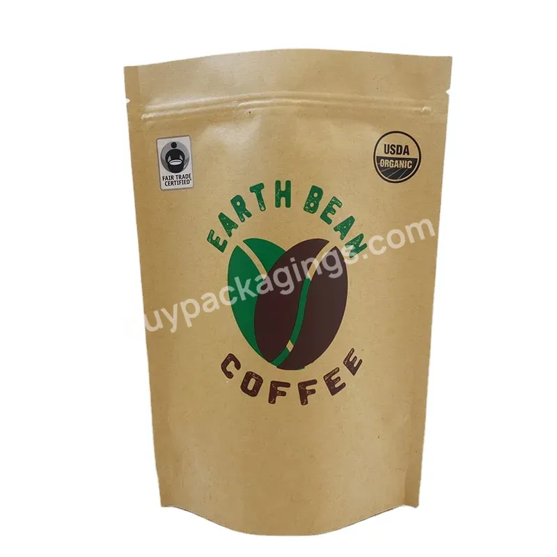 Custom Printed Frosted Back Side Zipper Stand Up Pouch Seal Food Snack Coffee Bean Tea Kraft Paper Packaging Bag - Buy Stand Up Coffee Bean Pouch,Stand Up Kraft Paper Bag,Frosted Zipper Bag.