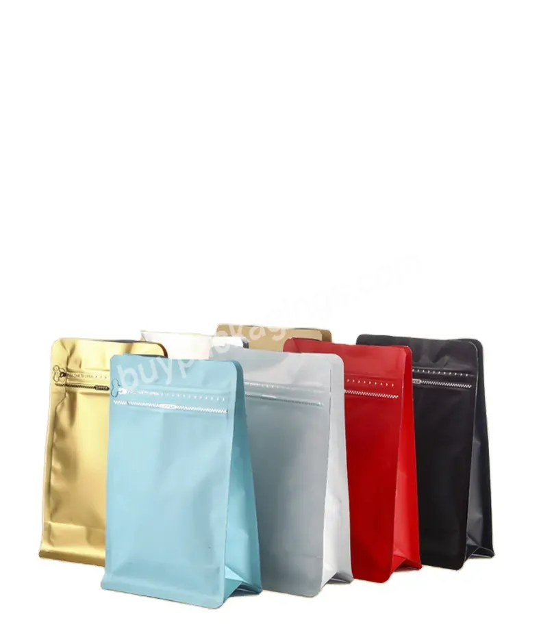Custom Printed Kraft Compostable Empty Flat Bottom Coffee Bags With Valve And Zipper For Coffee Bean Tea Packaging