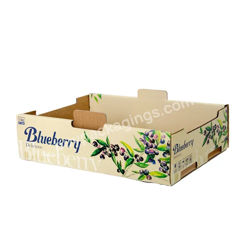 Custom Printed Large Square Corrugated Cardboard Box Stackable Apple Mango Blueberry Fruit Vegetable Display Tray Packaging Box - Buy Custom Printed Large Square Corrugated Cardboard Box Stackable Apple Mango Blueberry Fruit Vegetable Display Tray Pa
