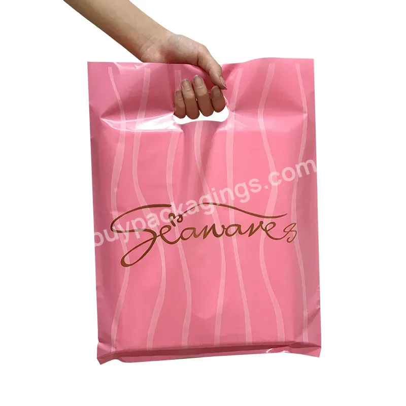 Custom Printed Logo Design Handle Plastic Shopping Die Cut Pink Plastic Shopping Bag - Buy Pink Plastic Shopping Bag.