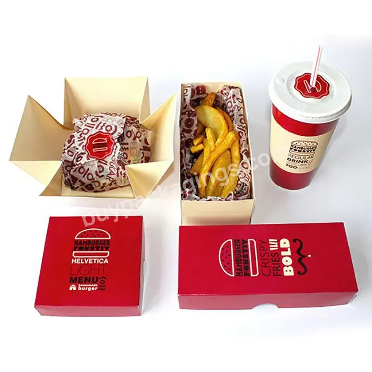 Custom Printed Logo Fried Chicken Chips Burger Kraft Packaging Paper Take Away Food Container Disposable To Go Boxes Restaurant - Buy Printed Burger Boxes,Food Container Disposable,To Go Boxes Restaurant.