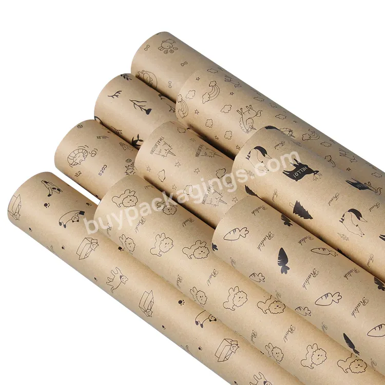 Custom Printed Logo Gift Packaging Craft Paper Recyclable Kraft Gift Wrapping Paper Roll Wrapping Kraft Paper - Buy Wraping Paper,2020 Gift Flower Roll Customize Logo Food Burger Chocolate Christmas Kraft Sandwich Wrap Black Silk Wrapping Papers,Prin