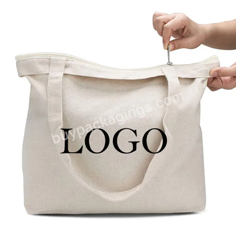 Custom Printed Logo Recycled Plain Organic Cotton Canvas Zipper Shopping Bag Ladies Cotton Grocery Shopping Bag - Buy Cotton Canvas Bag Cotton Grocery Shopping Bag,Shopping Bag,Tote Bag With Custom Printed Logo.