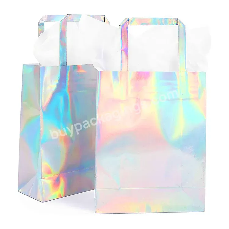 Custom Printed Logo Retail Boutique Shopper Tissue Xmas Christmas Theme Candy Full Colour Laser Paper Bag Hologram - Buy Xmas Paper Bag,Laser Paper Bag,Custom Paper Bag Hologram.