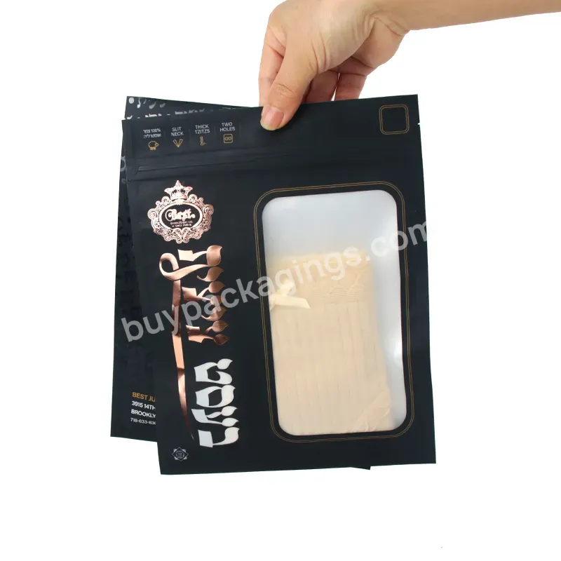 Custom Printed Luxury Gold Stamp Uv Spot Matte Black Flat Ziplock Bag Plastic Packaging Bags With Window - Buy Zipper Ziplock Bag With Window,Custom Logo Matte/transparant Self Adhesive Polybag Reusable Poly Plastic Packing Small Clear Opp Bag With H