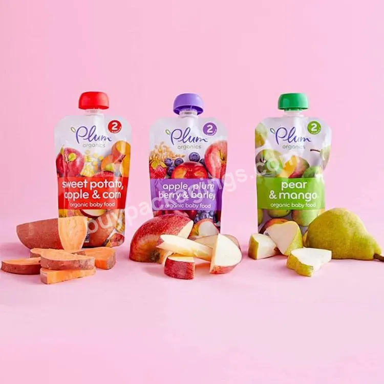 Custom Printed Organic Fruit Juice Yogurt Drink Side Spout Bag Doypack Packaging Reusable Squeeze Baby Food Pouches With Spout - Buy Doypack Bag,Squeeze Food Pouches,Food Spout Pouches.